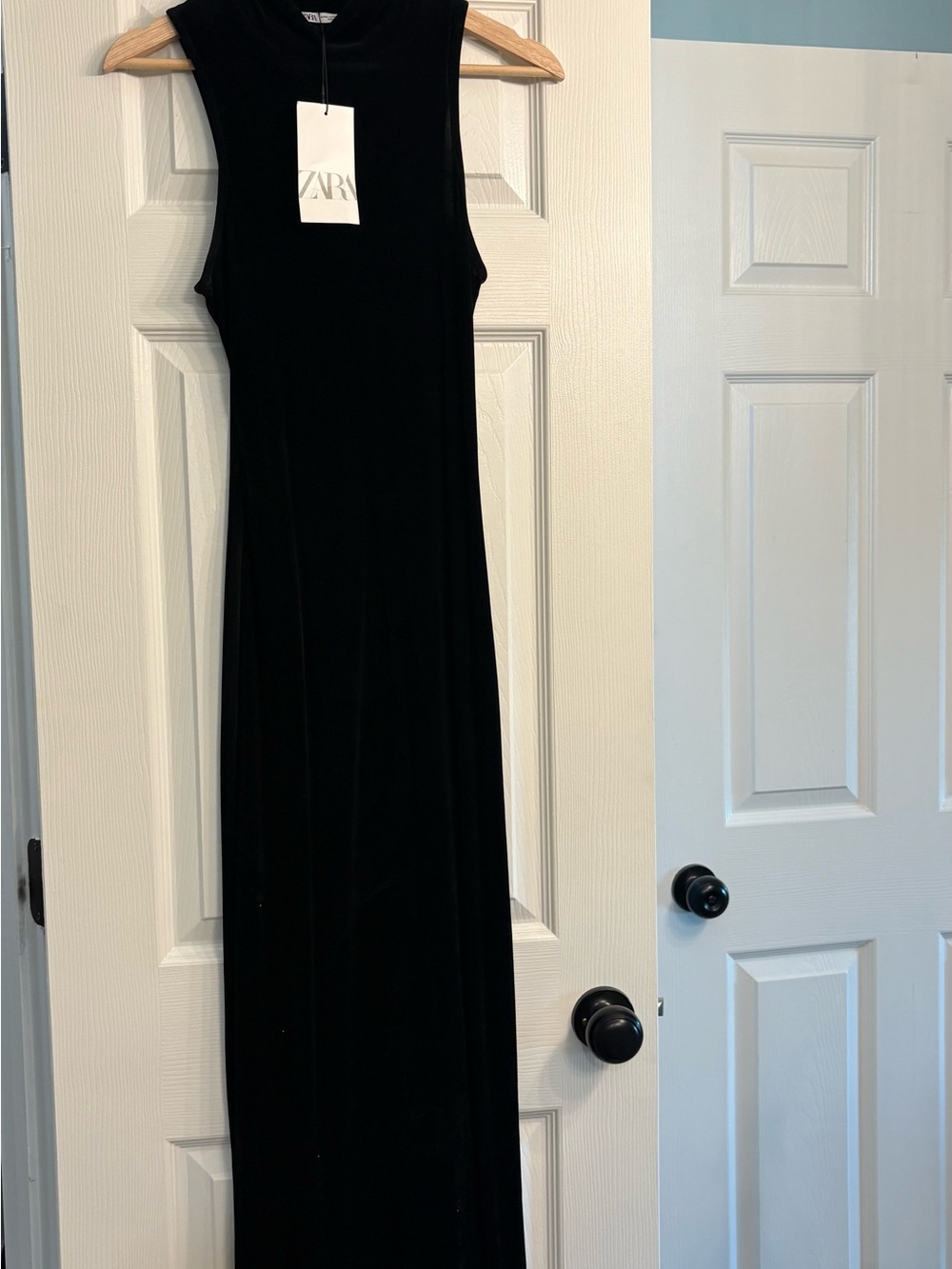 Zara Black Sleeveless suede High-Neck Maxi Dress